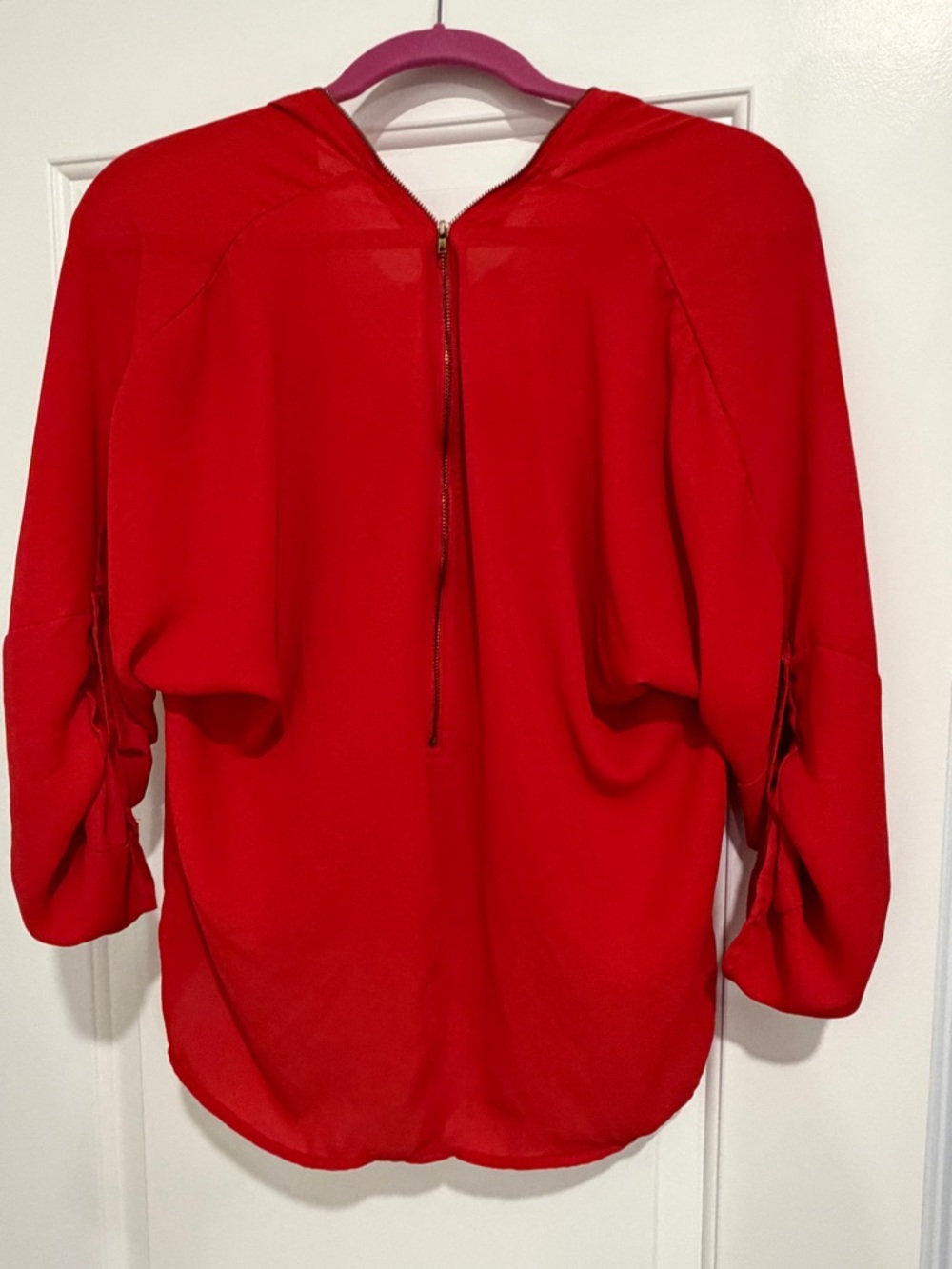 Kaii Red Zip-Front & Back Women's Top Small - Picture 2 of 7